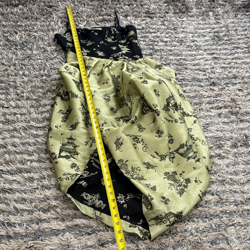 Rimless Black and Olive Floral Designer Dress, Size S - Picture 5 of 8